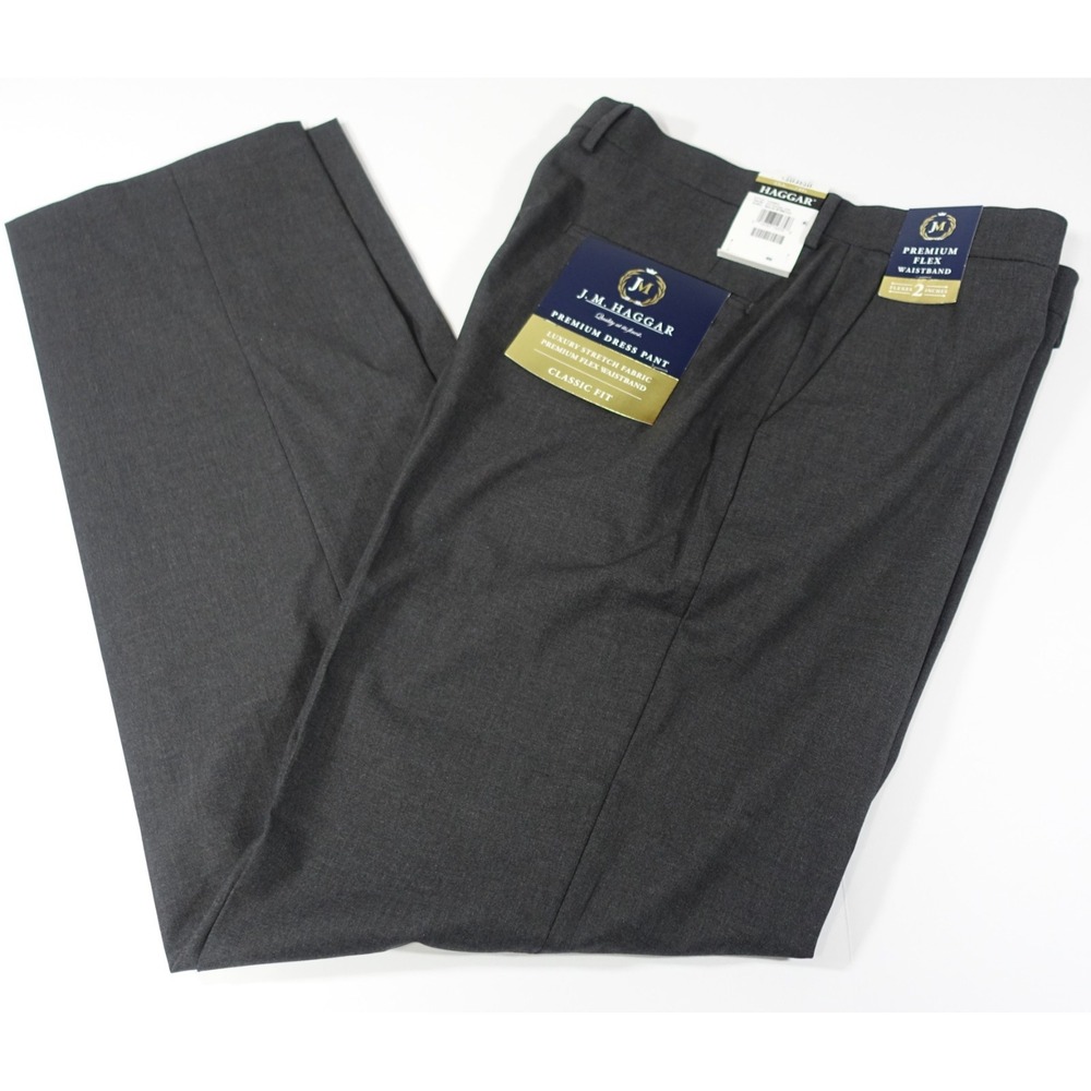 JM Haggar Premium Dress Pants Men 34x34 Classic Fit Luxury Stretch Flex Waist
